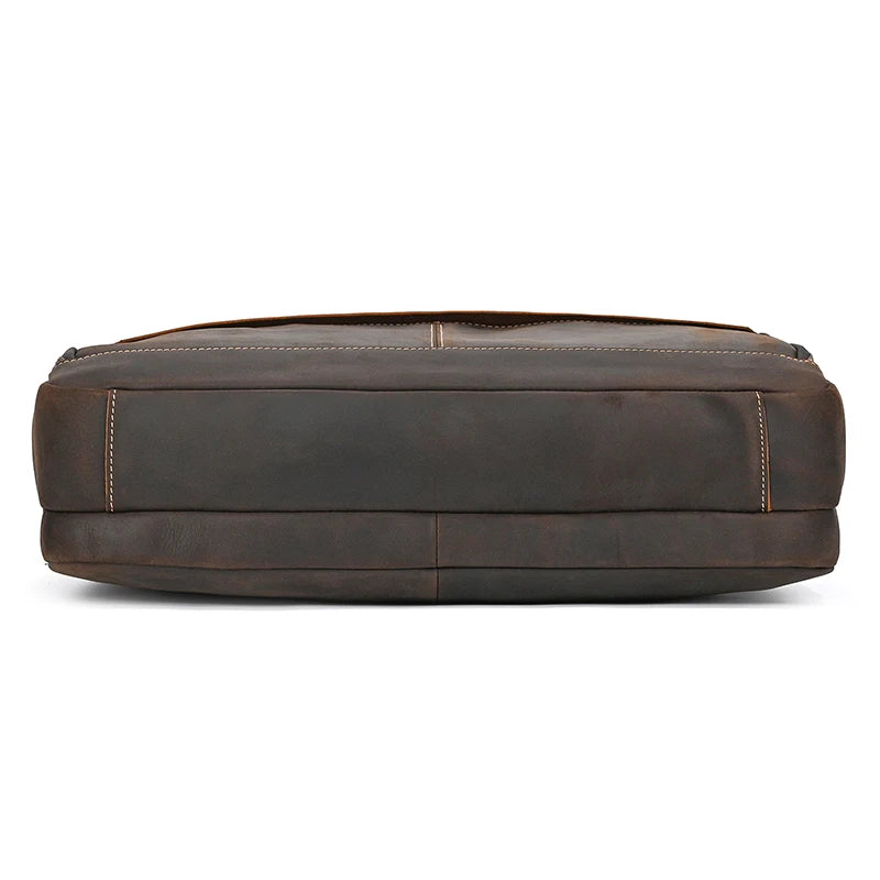 Crazy Horse Genuine Leather Men Briefcase Vintage 16 inch Big Business Laptop Handbag Large Cowhide Messenger Shoulder Bag Man
