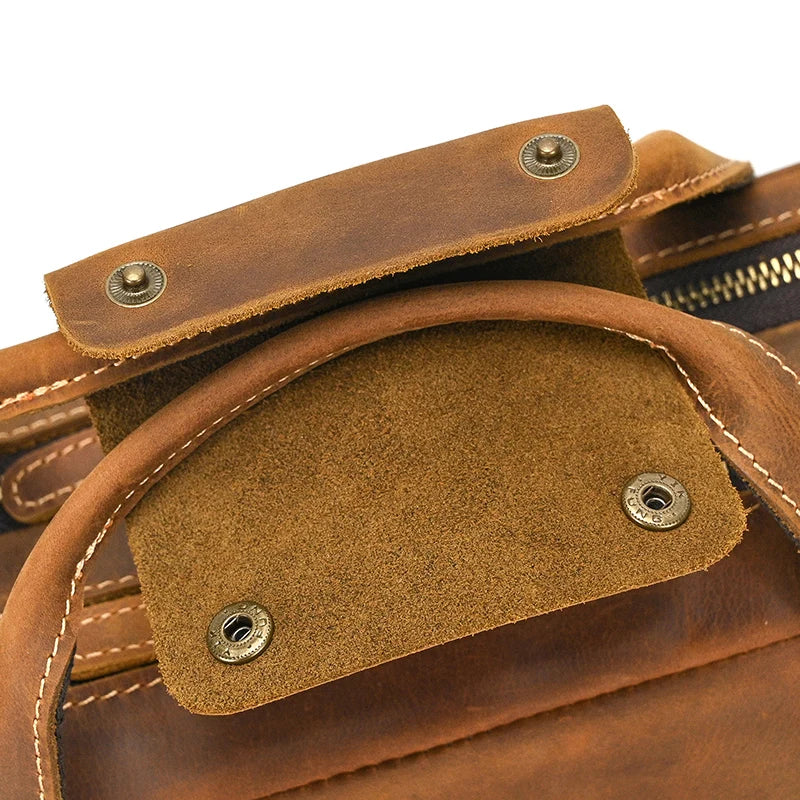 Crazy Horse Genuine Leather Men Briefcase Vintage 16 inch Big Business Laptop Handbag Large Cowhide Messenger Shoulder Bag Man